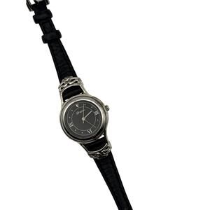 Brighton Cannes Analog Watch Roman Numeral Black Leather 7.5  inch wrist